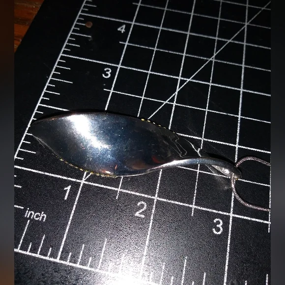 Silver Tone Necklace & Pendant, Manifest Design, Abstract, Rhinestones, … - Picture 4 of 6